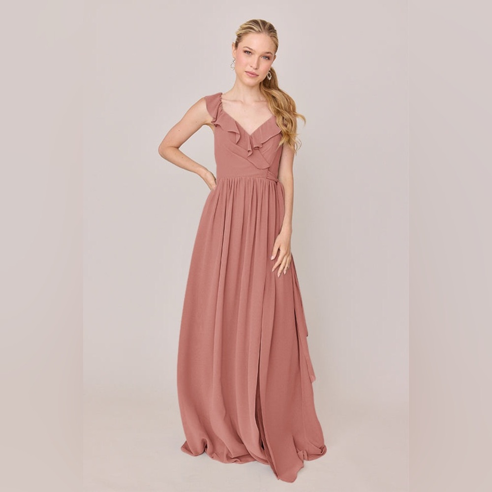 NWT Revelry Valerie Chiffon Faux Wrap Dress
size: 12
color: Desert Rose - 945